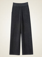 LanlyCashmere Women’s Cashmere Straight Leg Pants – High Waisted Knit Trousers