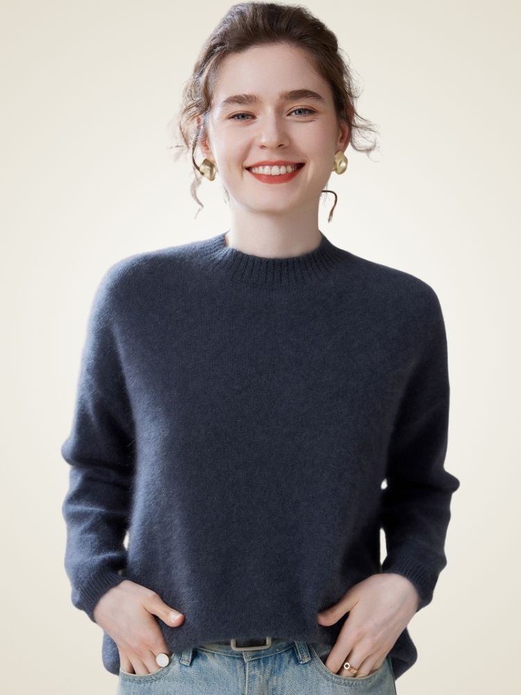 LanlyCashmere Women’s Classic Crew Neck Cashmere Sweater – Soft Knit Pullover