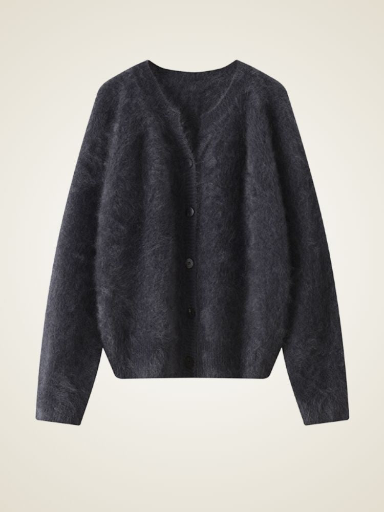 LanlyCashmere Women’s Fluffy Cashmere Cardigan – Cozy Soft Button Knit Sweater
