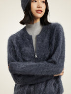 LanlyCashmere Women’s Zip-Up Cashmere Cardigan – Fluffy Soft Knit Jacket