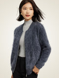 LanlyCashmere Women’s Zip-Up Cashmere Cardigan – Fluffy Soft Knit Jacket