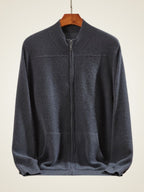 Lanly Cashmere Men's Pure Cashmere Full-Zip Cardigan - Luxury Ribbed Knit Sweater