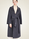 Lanlycashmere Long Cashmere Trench Coat Women – Belted Wrap Overcoat