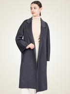 Lanlycashmere Long Cashmere Trench Coat Women – Belted Wrap Overcoat