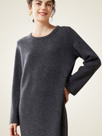 Lanlycashmere Minimalist Cashmere Midi Dress – Relaxed Knit Sweater Dress
