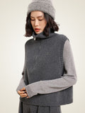 Lanlycashmere Zip Neck Cashmere Sweater Vest – Sleeveless Turtleneck Knit