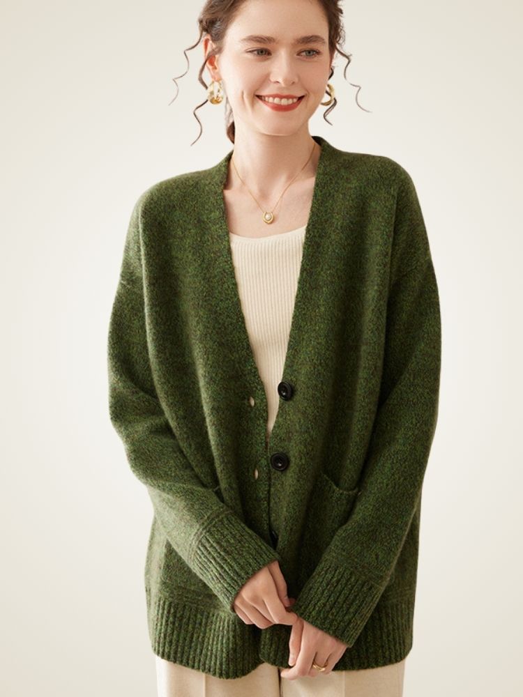 LanlyCashmere Oversized Cashmere Cardigan – Soft Knit Button Front Sweater