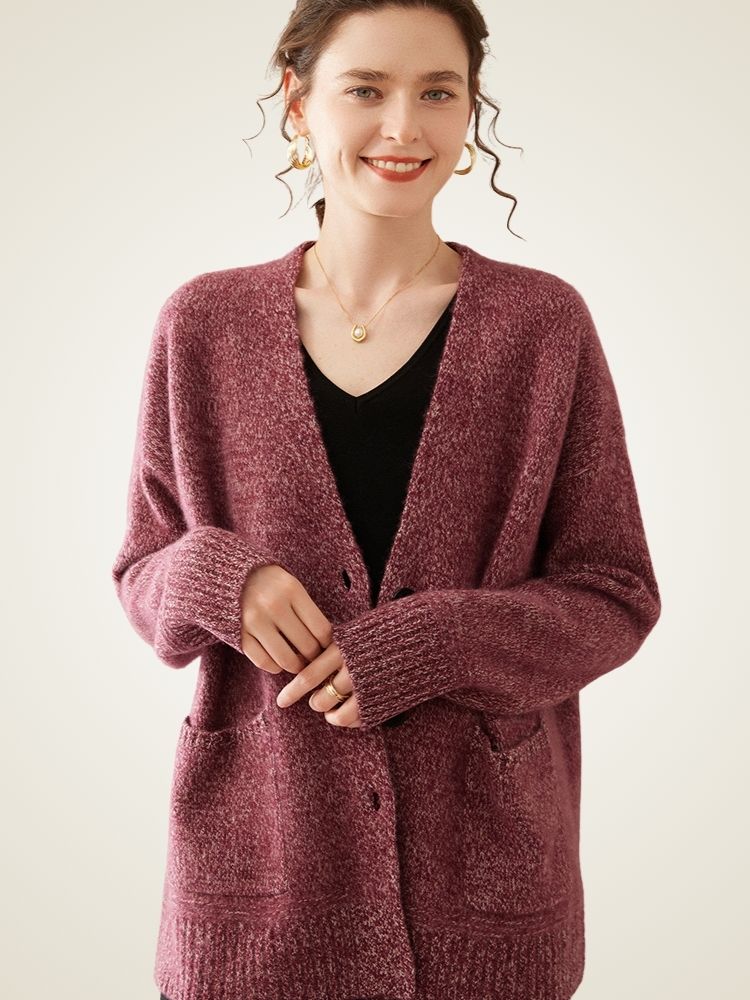LanlyCashmere Oversized Cashmere Cardigan – Soft Knit Button Front Sweater