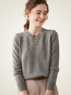 LanlyCashmere Classic Cashmere Sweater – Soft Crewneck Everyday Knit