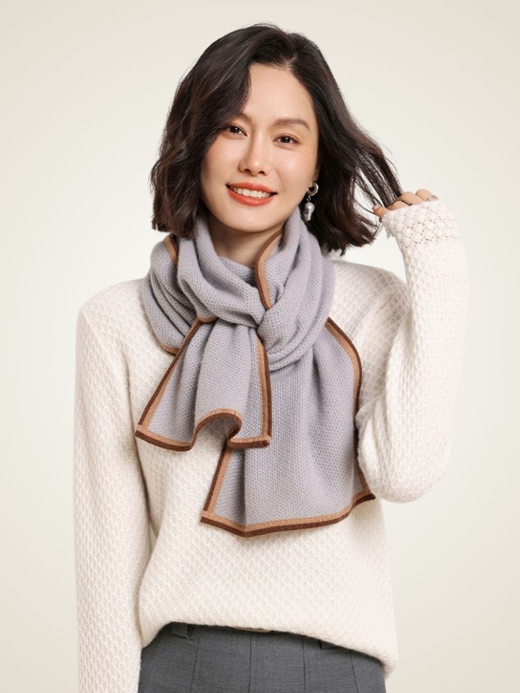 LanlyCashmere Lightweight Cashmere Scarf – Soft Honeycomb Knit Neck Wrap