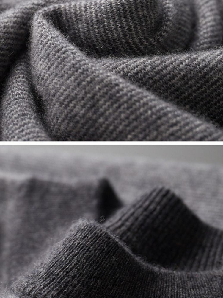 LanlyCashmere Men’s Textured Cashmere Mock Neck Sweater – Fine Knit Pullover