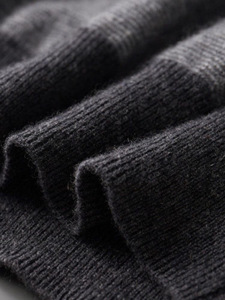 LanlyCashmere Men’s Textured Cashmere Mock Neck Sweater – Fine Knit Pullover