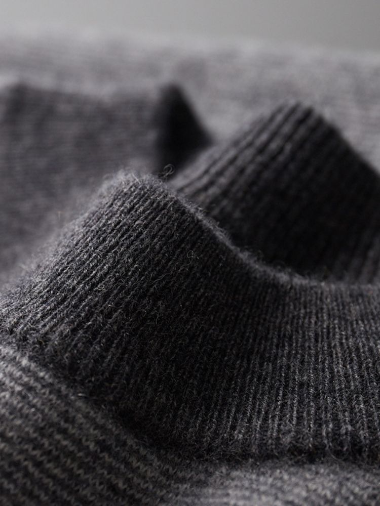 LanlyCashmere Men’s Textured Cashmere Mock Neck Sweater – Fine Knit Pullover