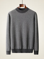 LanlyCashmere Men’s Textured Cashmere Mock Neck Sweater – Fine Knit Pullover
