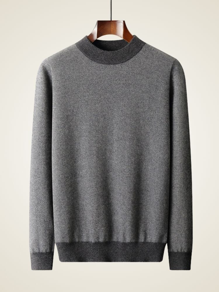 LanlyCashmere Men’s Textured Cashmere Mock Neck Sweater – Fine Knit Pullover