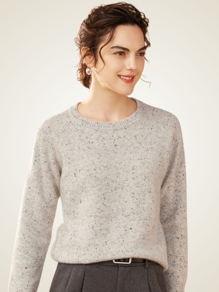 LanlyCashmere Rolled Neck Cashmere Sweater – Raglan Sleeve Soft Knit
