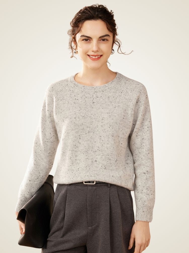 LanlyCashmere Rolled Neck Cashmere Sweater – Raglan Sleeve Soft Knit