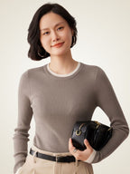 LanlyCashmere Slim Fit Cashmere Sweater – Ribbed Crewneck Lightweight Knit