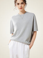 LanlyCashmere Super Fine Cashmere T-Shirt – Lightweight Crewneck Knit Top