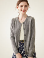 LanlyCashmere Women’s Cashmere Crew Neck Cardigan – Soft Button Knit Sweater