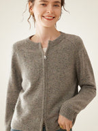 LanlyCashmere Wool Cashmere Zip Cardigan – Thick Raglan Sleeve Knit Sweater