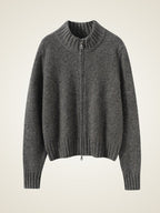 Lanly Cashmere Tweed Zip Jacket - Mongolia Mock Neck Sweater
