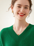LanlyCashmere Raglan Sleeve V-Neck Cashmere Sweater – Relaxed Soft Knit