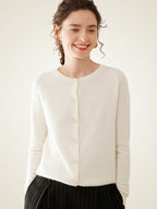 LanlyCashmere Classic Round Neck Premium Mongolia Cashmere Cardigan
