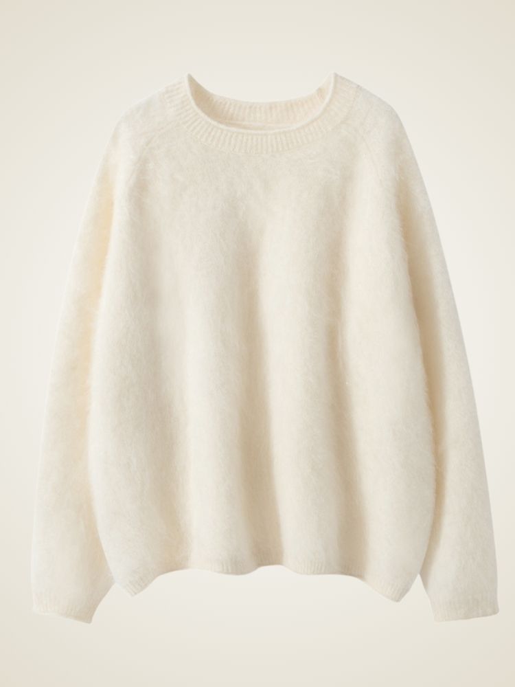 LanlyCashmere Brushed Cashmere Oversized Sweater – Relaxed Soft Knit