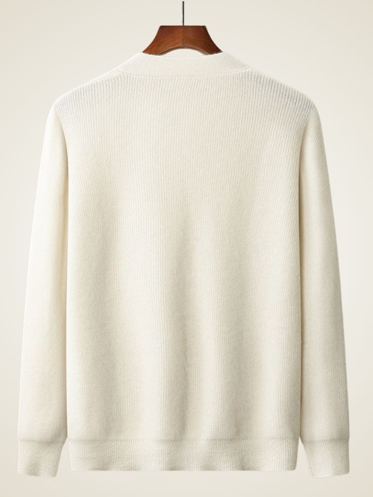 LanlyCashmere Men's 7-Gauge Heavyweight 100% Pure Cashmere V-Neck Cardigan - Thick Knit Luxury