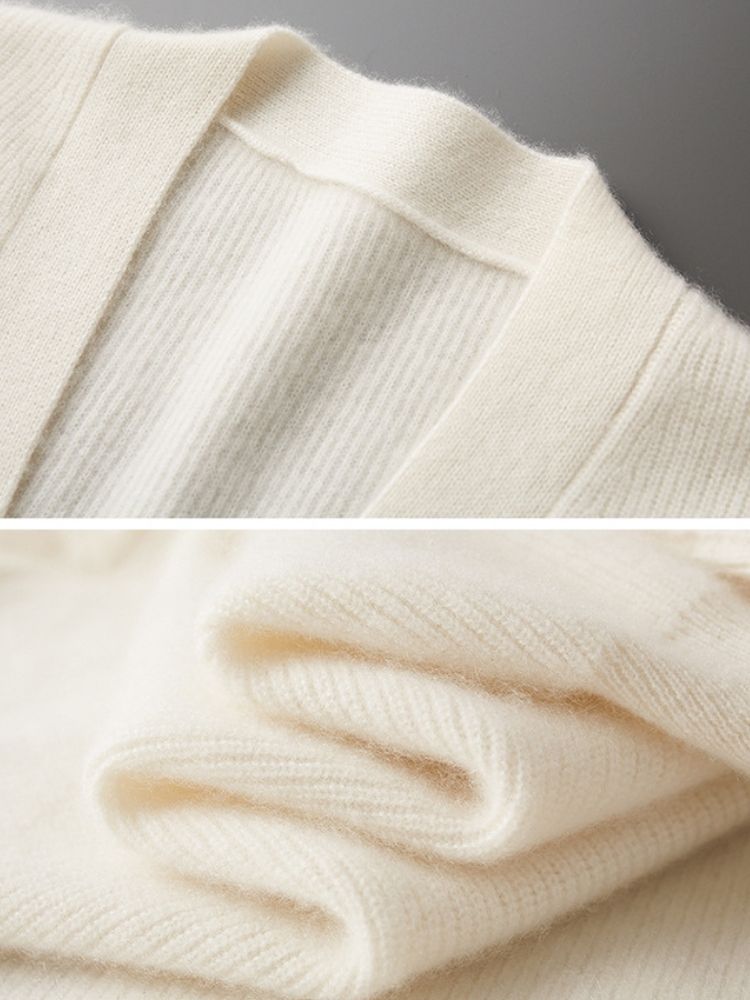LanlyCashmere Men's 7-Gauge Heavyweight 100% Pure Cashmere V-Neck Cardigan - Thick Knit Luxury