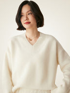 LanlyCashmere Relaxed V-Neck Cashmere Sweater – Oversized Soft Knit