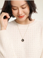LanlyCashmere Textured Cashmere Sweater – Basketweave Knit Crewneck Pullover