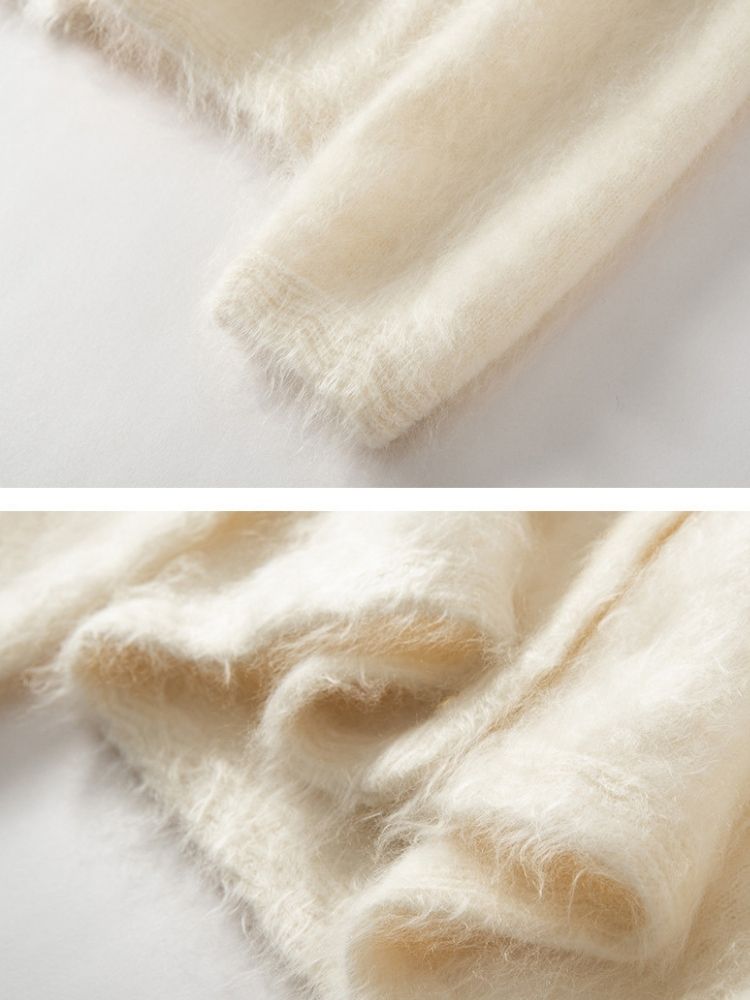 LanlyCashmere Women’s Brushed Cashmere Cardigan – Soft Fuzzy Button Knit Sweater