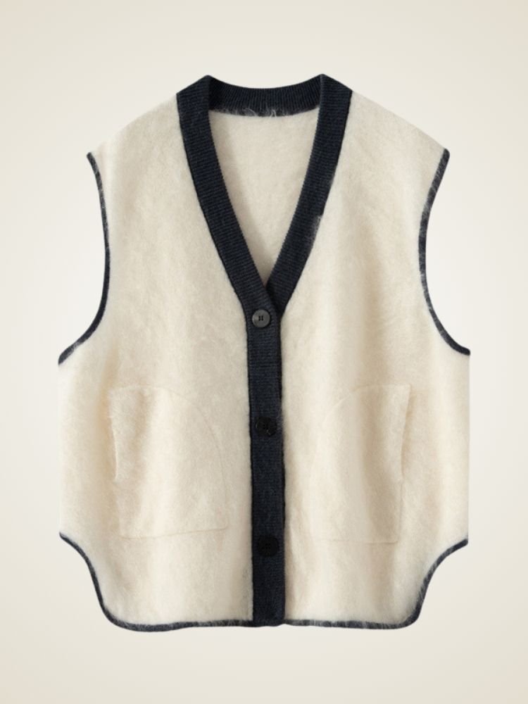 LanlyCashmere Women's Brushed Cashmere Vest Button Front Knit