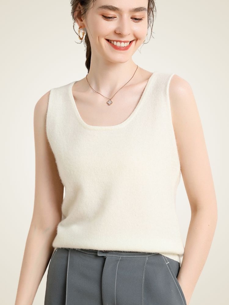 LanlyCashmere Women’s Cashmere Tank Top – Lightweight Sleeveless Knit