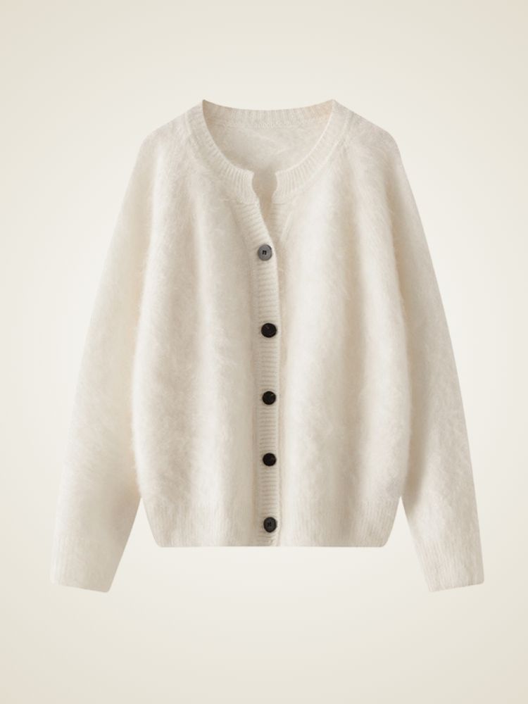 LanlyCashmere Women’s Fluffy Cashmere Cardigan – Cozy Soft Button Knit Sweater