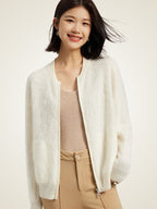 LanlyCashmere Women’s Zip-Up Cashmere Cardigan – Fluffy Soft Knit Jacket