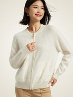 LanlyCashmere Women’s Zip-Up Cashmere Cardigan – Fluffy Soft Knit Jacket