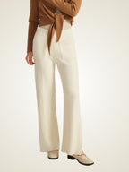 Lanlycashmere Cashmere Split Hem Pants – High Waisted Wide Leg Knit Trousers