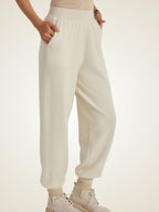 Lanlycashmere Women’s Cashmere Jogger Pants – Elastic Waist Cozy Knit Sweatpants
