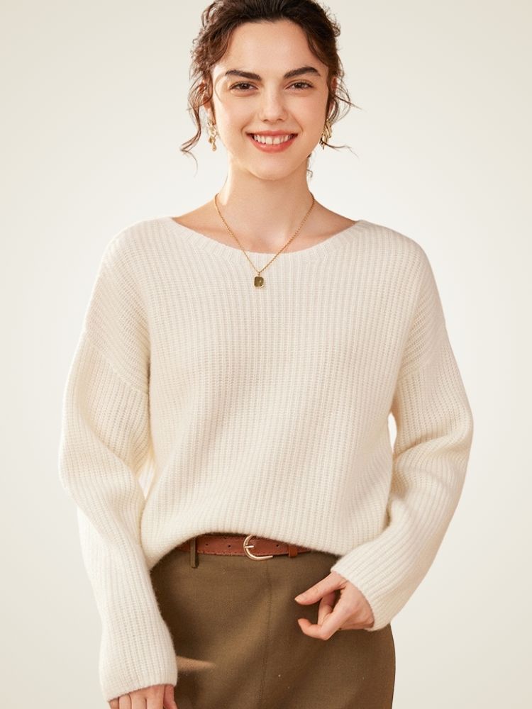 Elowith – Kaschmirpullover mit Rippenmuster