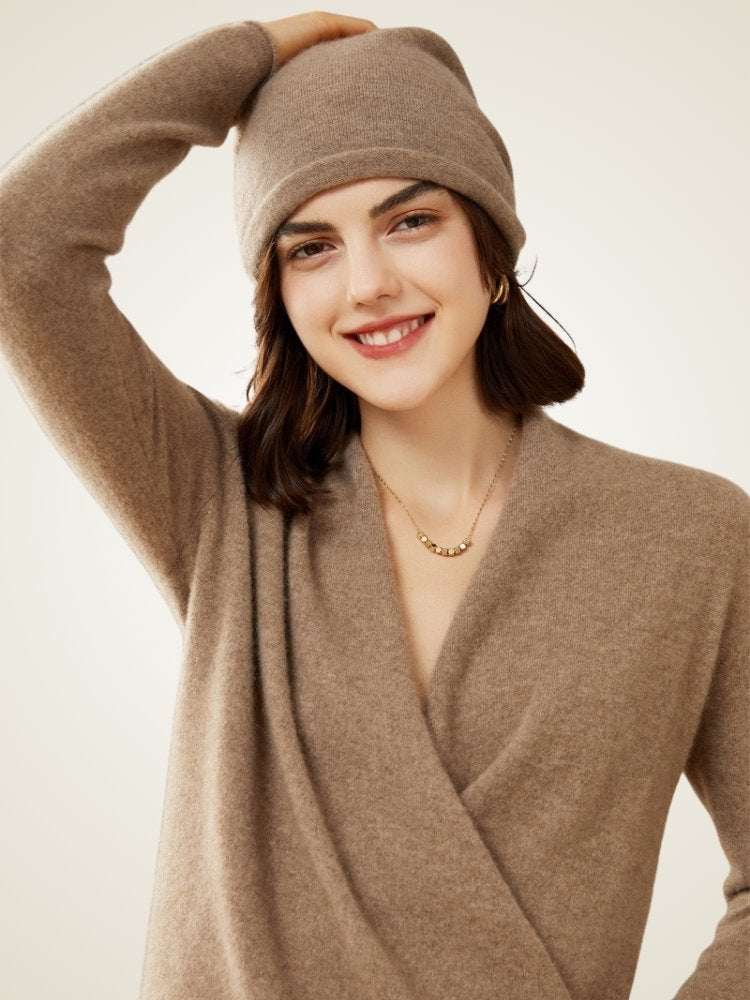 LanlyCashmere Women's Wrap Cashmere Sweater – Soft V Neck Lightweight Knit Pullover