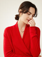 LanlyCashmere Damen Wickelpullover aus Kaschmir – Weicher Strickpullover mit V-Ausschnitt, leicht