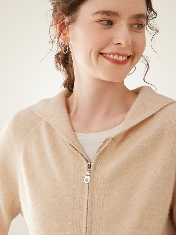 Lorynna - Sweat à capuche zippé en cachemire