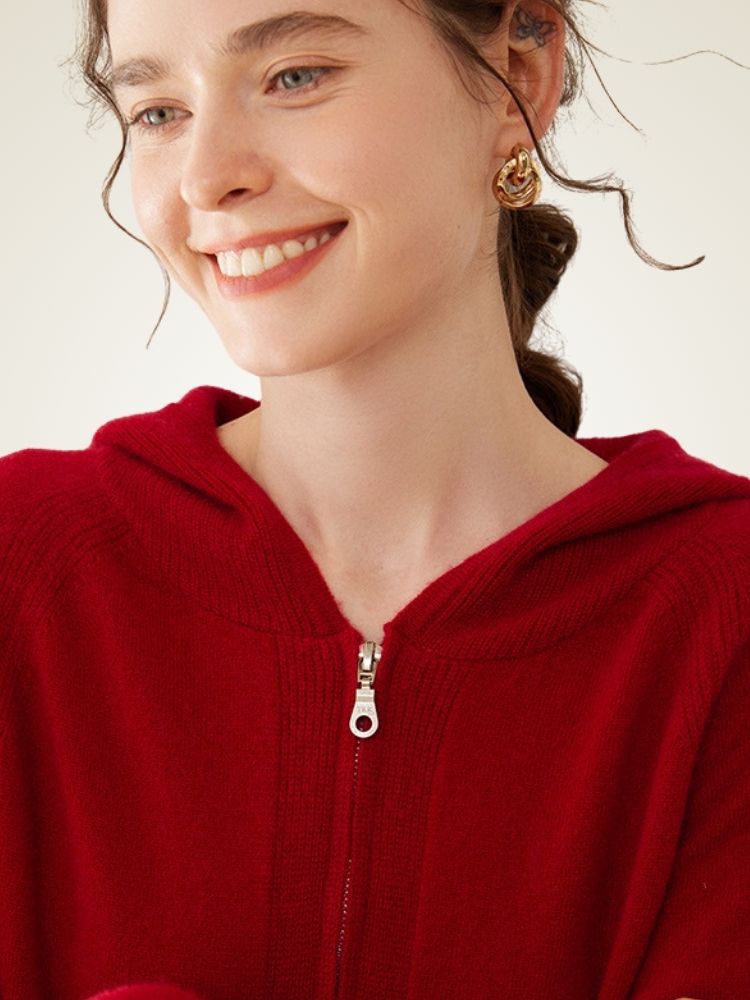 Lorynna - Sweat à capuche zippé en cachemire