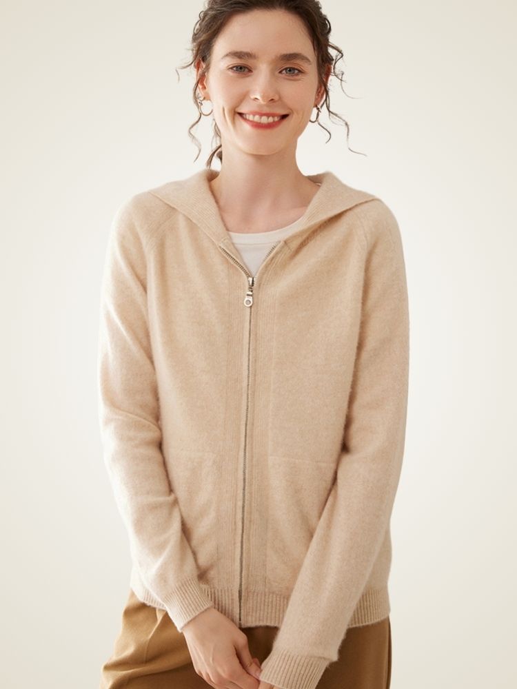 Lorynna - Sweat à capuche zippé en cachemire