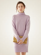 LanlyCashmere Turtleneck Cashmere Dress Slim Fit Knit Bodycon