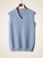 LANLY CASHMERE Men's 100% Pure Mongolian Cashmere V-Neck Sweater Vest