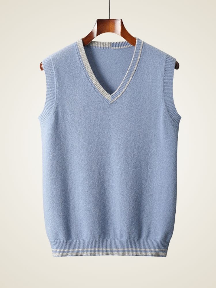 LANLY CASHMERE Men's 100% Pure Mongolian Cashmere V-Neck Sweater Vest